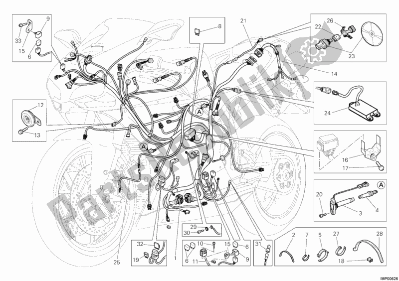 All parts for the Wiring Harness of the Ducati Superbike 1198 S USA 2010